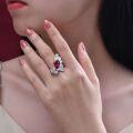 wholesale Metal material first, Shepé new cultivated ruby3ct pear-shaped 8*12 ringtrendy ring sizes 5-9 available-0-3