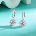 wholesale 925 Sterling Silver Moissanite Round Fashion Earrings for Women, Minimalist Fringe Circle Stud Earrings-0-0