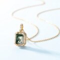 wholesale S925 Sterling Silver Cross-Border New Green Moss Pendant with Inlaid Aqua Agate Necklace for Women, Niche Light Luxury, Wholesale from Manufacturers-0-3