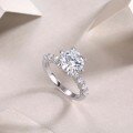 wholesale S925 Sterling Silver 3ct Moissanite Ring with Explosive Sparkle, High-End Texture, and Millennium Cut for Cross-Border Wholesale to European and American Factories-0-2