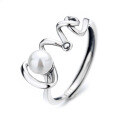 wholesale S925 Sterling Silver Korean-style Asymmetric Five-point Star Interwoven Pearl Line Open Ring for Women-0-4