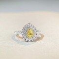 wholesale 925 Sterling Silver High-Quality Yellow Diamond Ring European and American Cross-Border High-End Jewelry Full-Zircon Teardrop Ring Wholesale-0-3