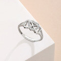 wholesale Metal: 925 Sterling Silver TEMU Cross-Border New Heart-Shaped Infinity Ring for Women, European and American Minimalist Premium Adjustable Open Ring-0-0