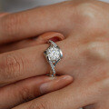 S925 Sterling Silver Moissanite Women's Twist Shank Angel's Kiss Proposal Ring-0-1
