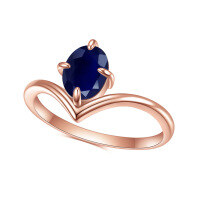 wholesale S925 Sterling Silver and Rose Gold Plated Sapphire Ring, High-End Luxury Fashion Minimalist Gemstone Ring-S925 silver + sapphire treatment US size 6
