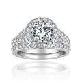 wholesale [18k Gold Plated S925 Silver] Classic twisted band round moissanite 15 carat stackable nesting set ring for women-0-0