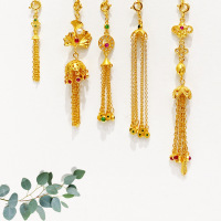 wholesale Metal S925 Gold-Plated Red and Green Tassel Pendant Accessory for Bracelet Necklace Stringing DIY Handcraft Spacer Bead Semi-Finished Product-Style 1