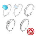 wholesale 925 Sterling Silver New Classic Four-Claw Set Moonstone Ring with Turquoise-0-0