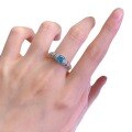 wholesale S925 High Carbon Diamond Ring, Fully Set with 6*6 Paraiba Tourmaline, European-American Style Light Luxury Women's Ring-0-4