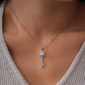 S925 Sterling Silver Moissanite Key Necklace-0-2