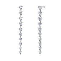 wholesale S925 sterling silver new wedding earrings for women with zirconia pave design, pear-shaped fringe, and stylish women's earrings in stock-Platinum DY110273-SW-WH>925 Silver