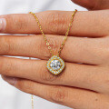 14K Gold Plated 925 Sterling Silver Square Moissanite Pendant Necklace for Women-0-2
