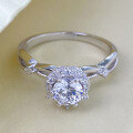 wholesale S925 Sterling Silver High Carbon Diamond Ring, Xiaohongshu Same Style, 1 Carat Light Luxury Sparkling Flower Diamond Ring-0-1