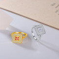 wholesale S925 Sterling Silver Square Moissanite Women's Ring, TikTok Live Cross-Border Closed-Band Wholesale Hot Seller-0-1