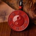 wholesale Metal material natural high-content genuine cinnabar Yin Yang Five Elements Bagua pendant authentic Taoist talisman Tai Chi Bagua diagram-0-1