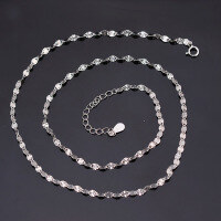 wholesale 999 Silver S999 Necklace, Starry Sky Cross Chain, Box Chain, O-Link Chain, Water Wave Chain, Plain Chain, Collarbone Chain, Matching Chain Wholesale.-Milanese chain -40+5cm- white gold  pure silver.