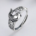 wholesale S925 Sterling Silver Ethnic Style Koi Fish Ring Fashionable and Unique Vintage Money and Annual Abundance Ring for Women-0-2