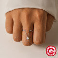 wholesale S925 Sterling Silver Adjustable Open Band with Single Inlaid Diamond for Index Finger,-0-2