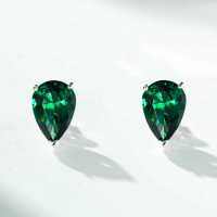 S925 Sterling Silver Waterdrop Red Agate Zircon Green Nano Earrings-Green Water Droplet ED070  925 Silver
