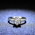 Sterling Silver Moissanite Maple Leaf Six-Prong 1ct Ring for Women, Live Stream Collaboration-0-0