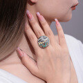 wholesale S925 Sterling Silver Opal Topaz Jewelry Ring for Women Adjustable Open Ring High-End Elegant Accessory-0-1