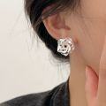 wholesale S925 Sterling Silver Korean Style Camellia Stud Earrings for Women, Designer Fashion Heavy Work Earrings with a Premium Feel-0-0