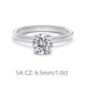 wholesale 925 Sterling Silver Classic French Women's Ring Minimalist Solitaire Setting High-End Four-Prong Set Zircon 1-5 Carat Silver Ring-0-11