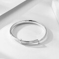 wholesale Metal Material S990 Pure Silver, Smooth Solid Silver Bangle for Women, Adjustable Push-Pull Style, Elegant Mother's Bracelet, Silver Bracelet Gift for Girlfriend-0-3