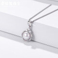 wholesale S925 Sterling Silver Korean Fashion Elegant and Sophisticated Zircon Necklace with Cultured Freshwater Pearl Pendant for Women Wholesale-0-1