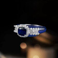 wholesale Metal S925 Sterling Silver Simulated Royal Blue 5*5mm Fat Square Ring Unisex Minimalist Style-0-1