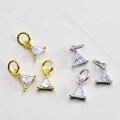 wholesale 925 Sterling Silver Plated with 18K Gold Color Zircon Triangle Geometric Pendant Bracelet Necklace Earring Accessories-0-0