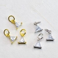 wholesale 925 Sterling Silver Plated with 18K Gold Color Zircon Triangle Geometric Pendant Bracelet Necklace Earring Accessories-One sterling silver plated with platinum