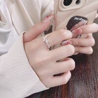 wholesale S925 Sterling Silver European and American Cross-Border Creative Plum Blossom Deer Adjustable Ring INS Minimalist Versatile Index Finger Ring-1276JM/approx. 2g Adjustable opening