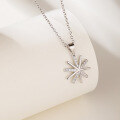 wholesale S925 Sterling Silver Cross-Border Europe and America New Style Necklace, Snowflake Pendant with Zirconia for Women-0-2