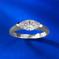 wholesale Metal Material: 925 Silver Mu Jing Jewelry's hot-selling new style, simple marquise diamond ring, 5*10mm rhinestone design, couple's finger ring-0-1