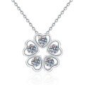 S925 Sterling Silver Full-Diamond Moissanite Four-Leaf Clover Pendant Necklace Wholesale-0-3