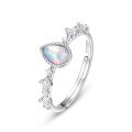 wholesale S925 Silver Japanese and Korean New Light Luxury Style Women's Ring with Synthetic Opal Inlaid, Designed Adjustable Opening Ring for Wholesale-0-4