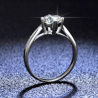 925 Silver Moissanite Four-Prong Crown Engagement Ring for Women-1 carat (D color moissanite)  19 yards