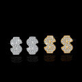 Sterling Silver Earrings with Moissanite, Bitcoin Design, Export Quality-0-2