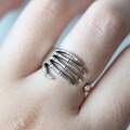 wholesale S925 sterling silver adjustable gothic Halloween skull hand ring-0-3
