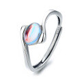 wholesale S925 Sterling Silver Cloud Tide Pavilion Korean Style Elegant Lady Spiral Shank Blue Moonstone Versatile Adjustable Open Ring for Women-0-4