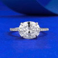 wholesale S925 Silver Plated Simulated Diamond 8*10mm Radiant Cut 3 Carat Ring-0-0