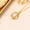 wholesale 18K Gold AU750 Pure Gold Natural Gemstone Necklace for Women, Japanese-style Light Luxury Lavender Crystal with Inlaid Diamonds Vintage Pendant-0-2