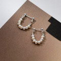 wholesale S925 Sterling Silver U-Shaped Pearl Earrings, Convertible Style for Women, M03162-0-0