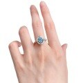 wholesale S925 Sterling Silver Imported Aquamarine High-Carbon Diamond 6*8mm Ring for Women, Minimalist Band Engagement Ring-0-4