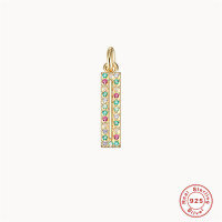 wholesale S925 Sterling Silver Luxury 26-Letter Colored Diamond Initial Pendant, Cross-Border Choker Necklace for Women-Gold Pendant-I