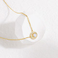 wholesale 10K gold jewelry, Japanese-style French vintage moonstone white zircon circle pendant necklace manufacturer wholesale-0-2