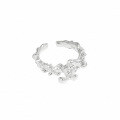 wholesale S925 Sterling Silver Korean Version Ins Alternative Design Irregular Surface Lava Texture Open Adjustable Ring for Women-0-5
