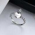 wholesale S925 Sterling Silver Korean Japanese Style Chain Love Crown Ring Creative Unique Fashion Versatile Index Finger Ring for Women-0-0