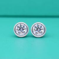 wholesale S925 sterling silver moissanite diamond full-round earrings for women, minimalist and elegant, small and unique design, bubble earrings with diamond accents-50 points + 50 points (zircon) earrings